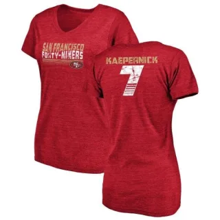 Colin Kaepernick Women's San Francisco 49ers Retro Tri-Blend V-Neck T-Shirt - Red