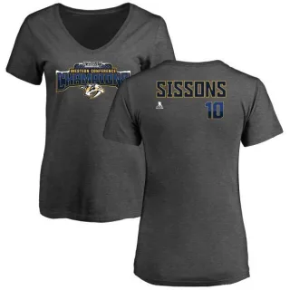 Colton Sissons Women's Nashville Predators 2017 Western Conference Champions Name & Number V-Neck T-Shirt - Heather Gray