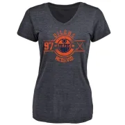 Connor McDavid Women's Edmonton Oilers Insignia Tri-Blend V-Neck T-Shirt - Navy