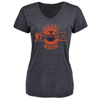 Connor McDavid Women's Edmonton Oilers Insignia Tri-Blend V-Neck T-Shirt - Navy