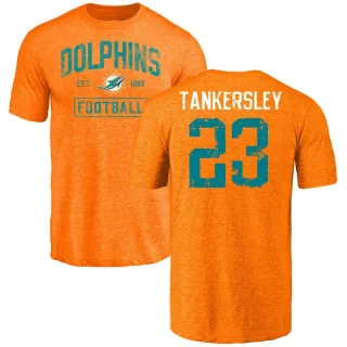 Cordrea Tankersley Miami Dolphins Orange Distressed Name & Number Tri-Blend T-Shirt