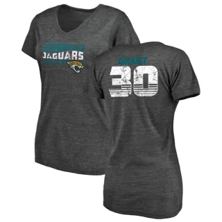 Corey Grant Women's Jacksonville Jaguars Retro Tri-Blend V-Neck T-Shirt - Black