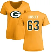 Corey Linsley Women's Green Bay Packers Name & Number Logo Slim Fit T-Shirt - Gold