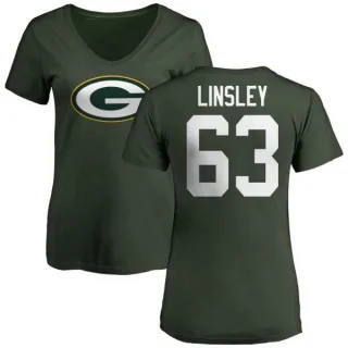 Corey Linsley Women's Green Bay Packers Name & Number Logo Slim Fit T-Shirt - Green