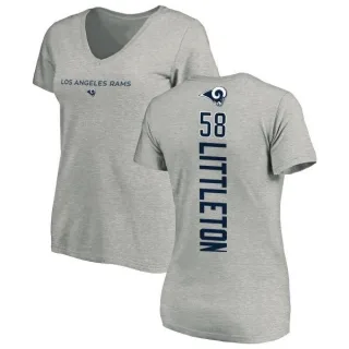 Cory Littleton Women's Los Angeles Rams Backer V-Neck T-Shirt - Ash