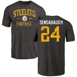 Coty Sensabaugh Pittsburgh Steelers Black Distressed Name & Number Tri-Blend T-Shirt