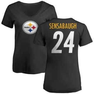 Coty Sensabaugh Women's Pittsburgh Steelers Name & Number Logo Slim Fit T-Shirt - Black