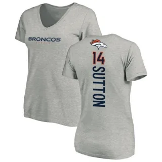 Courtland Sutton Women's Denver Broncos Backer V-Neck T-Shirt - Ash