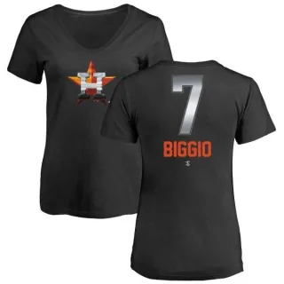 Craig Biggio Women's Houston Astros Midnight Mascot V-Neck T-Shirt - Black