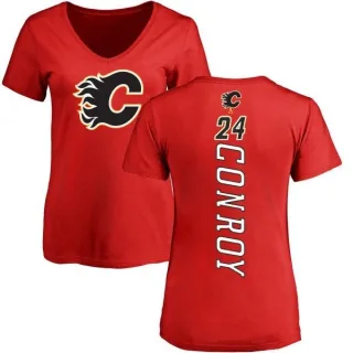Craig Conroy Women's Calgary Flames Backer T-Shirt - Red