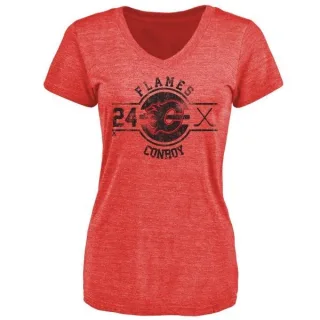 Craig Conroy Women's Calgary Flames Insignia Tri-Blend T-Shirt - Red