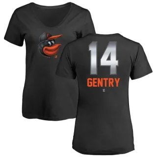 Craig Gentry Women's Baltimore Orioles Midnight Mascot V-Neck T-Shirt - Black