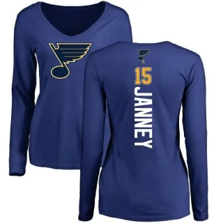 Craig Janney Women's St. Louis Blues Backer V-Neck Long-Sleeve T-Shirt - Royal