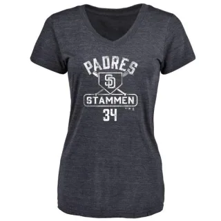 Craig Stammen Women's San Diego Padres Base Runner Tri-Blend T-Shirt - Navy