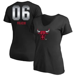 Cristiano Felicio Women's Chicago Bulls Black Midnight Mascot T-Shirt