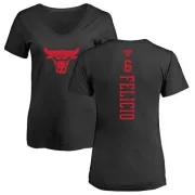 Cristiano Felicio Women's Chicago Bulls Black One Color Backer Slim-Fit V-Neck T-Shirt