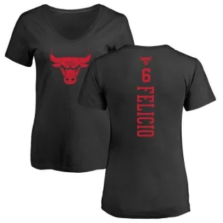 Cristiano Felicio Women's Chicago Bulls Black One Color Backer Slim-Fit V-Neck T-Shirt