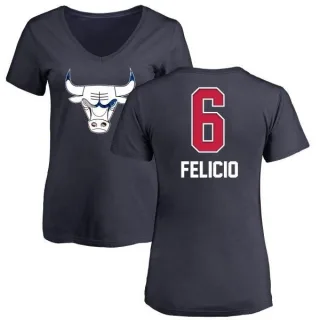 Cristiano Felicio Women's Chicago Bulls Navy Name and Number Banner Wave V-Neck T-Shirt