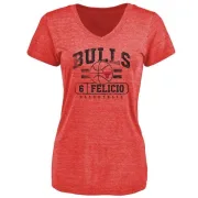 Cristiano Felicio Women's Chicago Bulls Red Baseline Tri-Blend T-Shirt