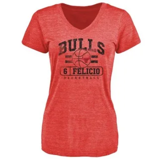 Cristiano Felicio Women's Chicago Bulls Red Baseline Tri-Blend T-Shirt