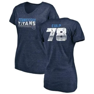 Curley Culp Women's Tennessee Titans Retro Tri-Blend V-Neck T-Shirt - Navy