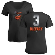 Curt Blefary Women's Baltimore Orioles Midnight Mascot V-Neck T-Shirt - Black