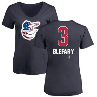 Curt Blefary Women's Baltimore Orioles Name and Number Banner Wave V-Neck T-Shirt - Navy