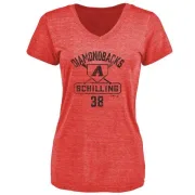 Curt Schilling Women's Arizona Diamondbacks Base Runner Tri-Blend T-Shirt - Red