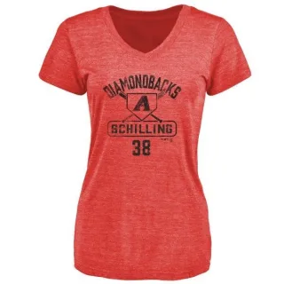 Curt Schilling Women's Arizona Diamondbacks Base Runner Tri-Blend T-Shirt - Red