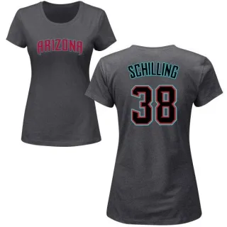 Curt Schilling Women's Arizona Diamondbacks Name & Number T-Shirt - Charcoal