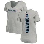 Curtis Granderson Women's Miami Marlins Backer Slim Fit T-Shirt - Ash