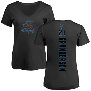 Curtis Granderson Women's Miami Marlins Backer Slim Fit T-Shirt - Black