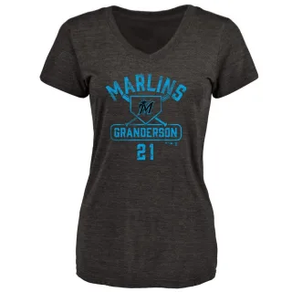 Curtis Granderson Women's Miami Marlins Base Runner Tri-Blend T-Shirt - Black