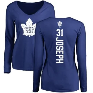 Curtis Joseph Women's Toronto Maple Leafs Backer V-Neck Long-Sleeve T-Shirt - Royal