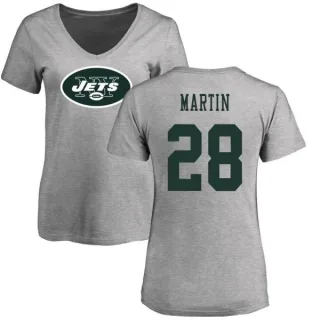 Curtis Martin Women's New York Jets Name & Number Logo Slim Fit T-Shirt - Ash