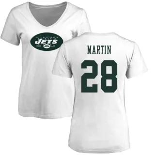 Curtis Martin Women's New York Jets Name & Number Logo Slim Fit T-Shirt - White