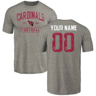 Custom Arizona Cardinals Gray Distressed Custom Name & Number Tri-Blend T-Shirt