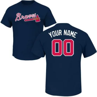 Custom Atlanta Braves Custom Name & Number T-Shirt - Navy