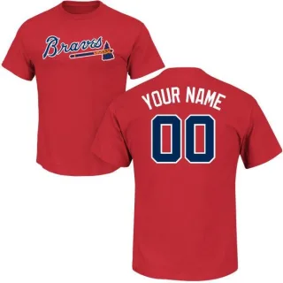 Custom Atlanta Braves Custom Name & Number T-Shirt - Red