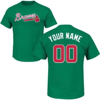 Custom Atlanta Braves St. Patrick's Day Custom Name & Number T-Shirt - Green