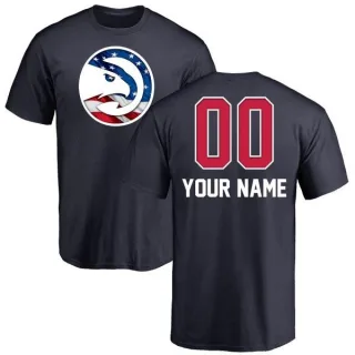 Custom Atlanta Hawks Navy Custom Name and Number Banner Wave T-Shirt