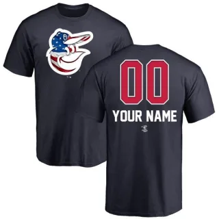 Custom Baltimore Orioles Custom Name and Number Banner Wave T-Shirt - Navy