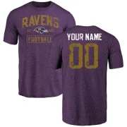 Custom Baltimore Ravens Purple Distressed Custom Name & Number Tri-Blend T-Shirt