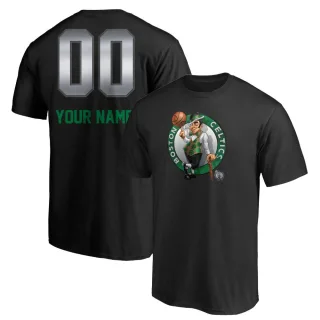Custom Boston Celtics Black Custom Midnight Mascot T-Shirt