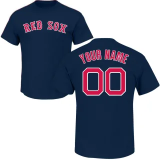 Custom Boston Red Sox Custom Name & Number T-Shirt - Navy