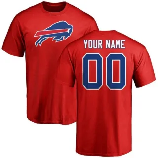 Custom Buffalo Bills Custom Name & Number Logo T-Shirt - Red