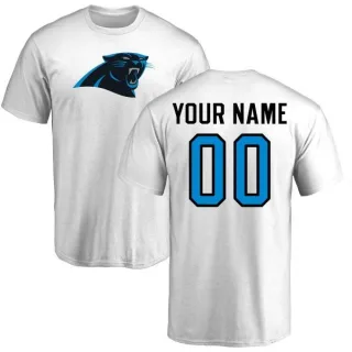 Custom Carolina Panthers Custom Name & Number Logo T-Shirt - White