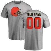 Custom Cleveland Browns Custom Name & Number Logo T-Shirt - Ash