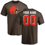 Custom Cleveland Browns Name & Number Logo Custom T-Shirt - Brown