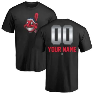 Custom Cleveland Indians Custom Midnight Mascot T-Shirt - Black